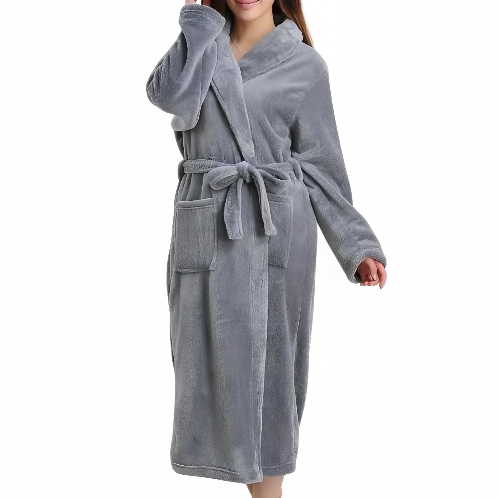 Peignoir Flanelle Femme Gris Clair M 