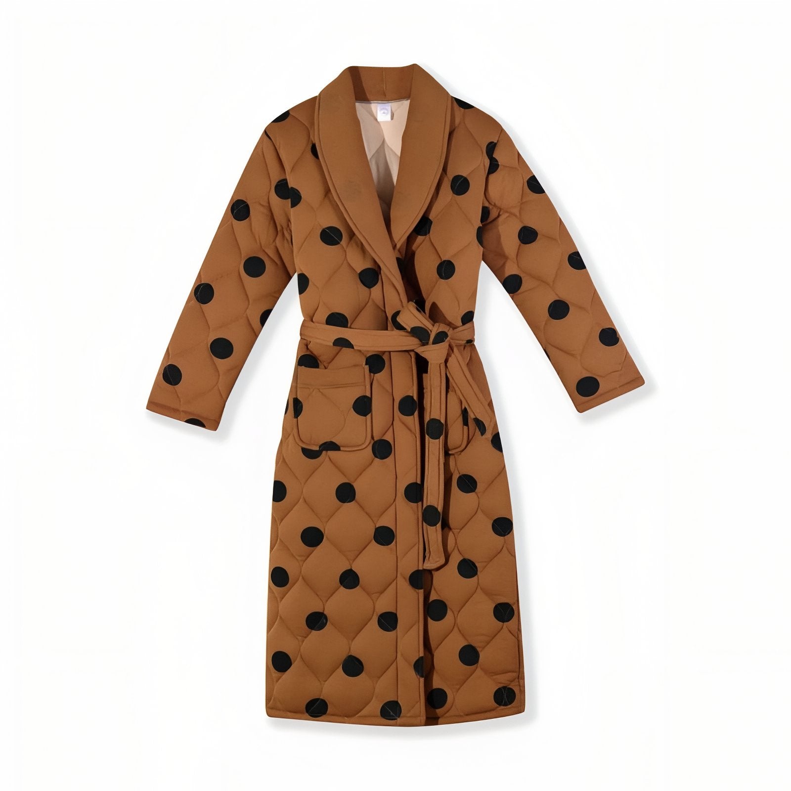 Robe de Chambre Longue Chaude pour Femme Matelassée Marron et Noir M 