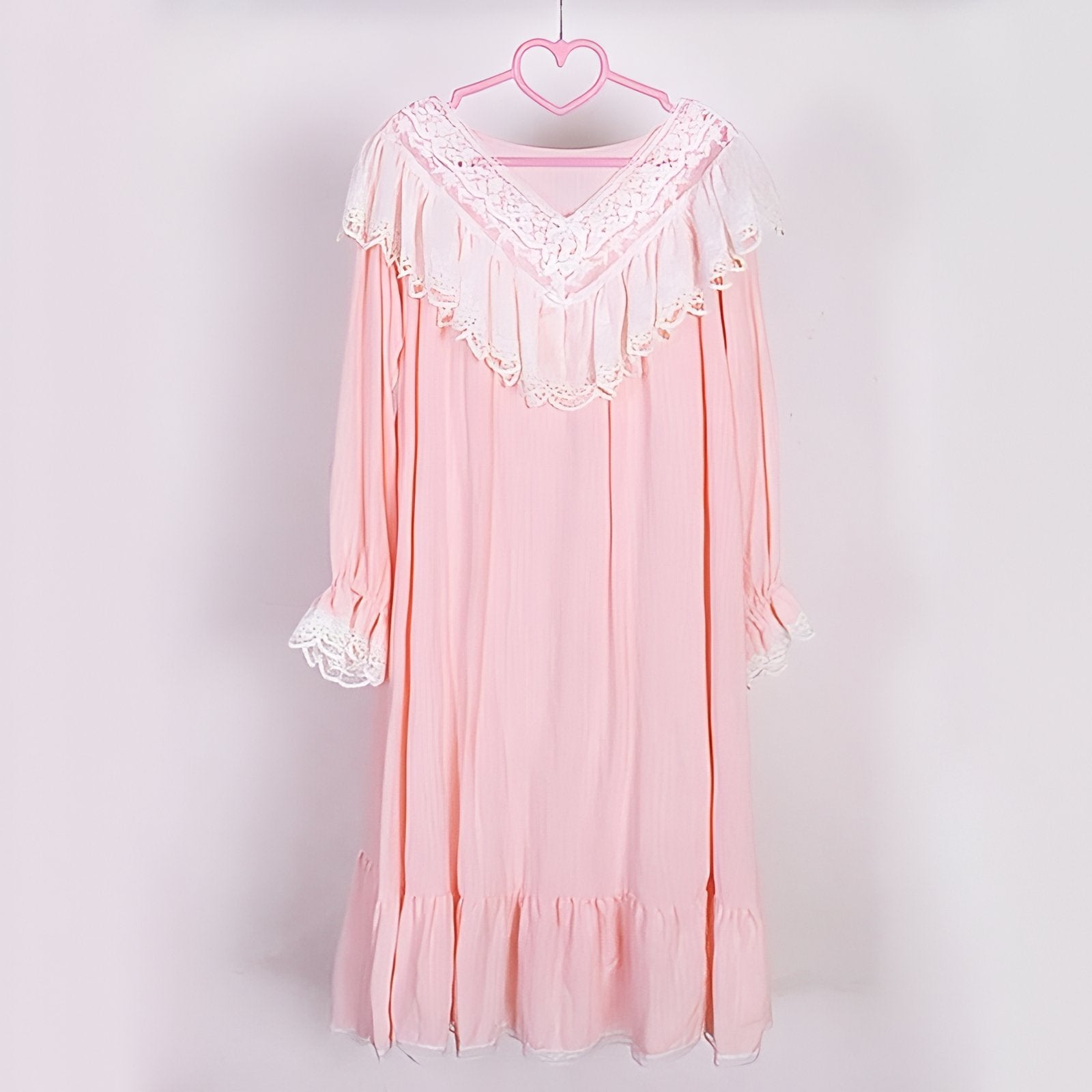 Chemise de Nuit Princesse Rose Pâle et Blanc S 