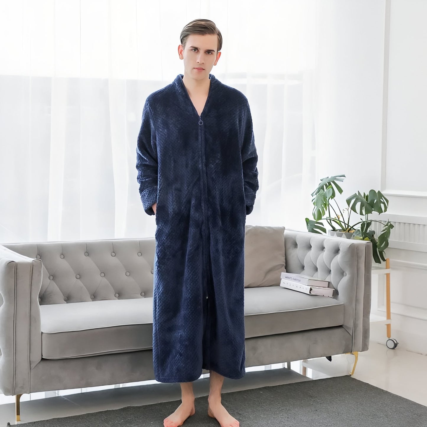Peignoir Homme Polaire Fermeture Eclair 