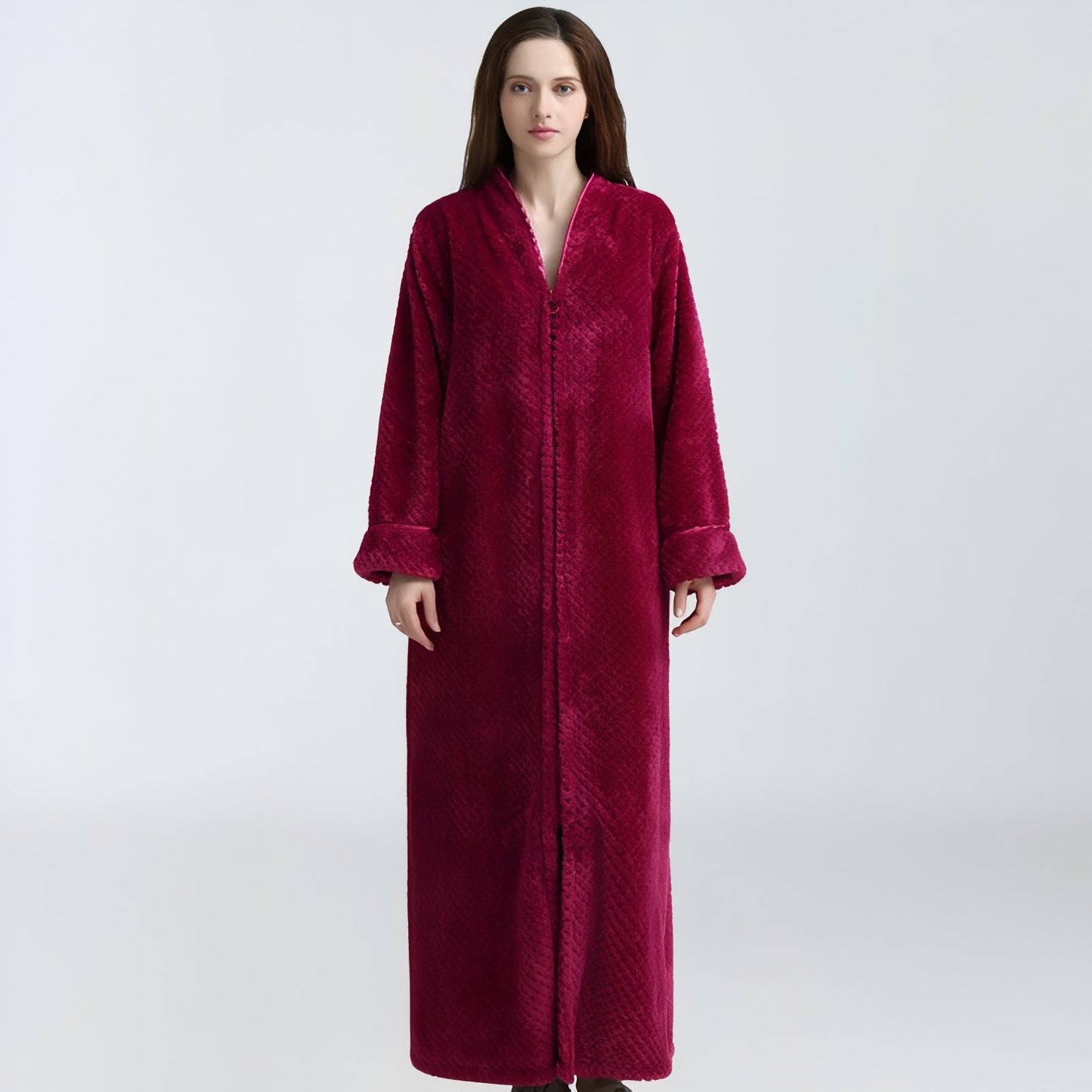 Peignoir Femme Eponge avec Fermeture Eclair 