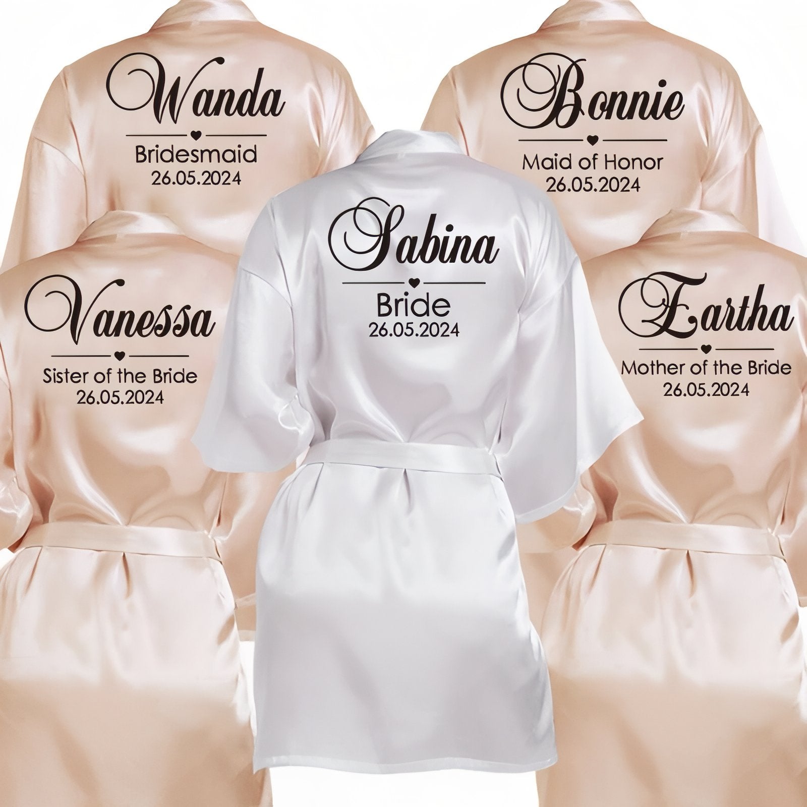 Peignoir Satin Personnalisé Mariage 