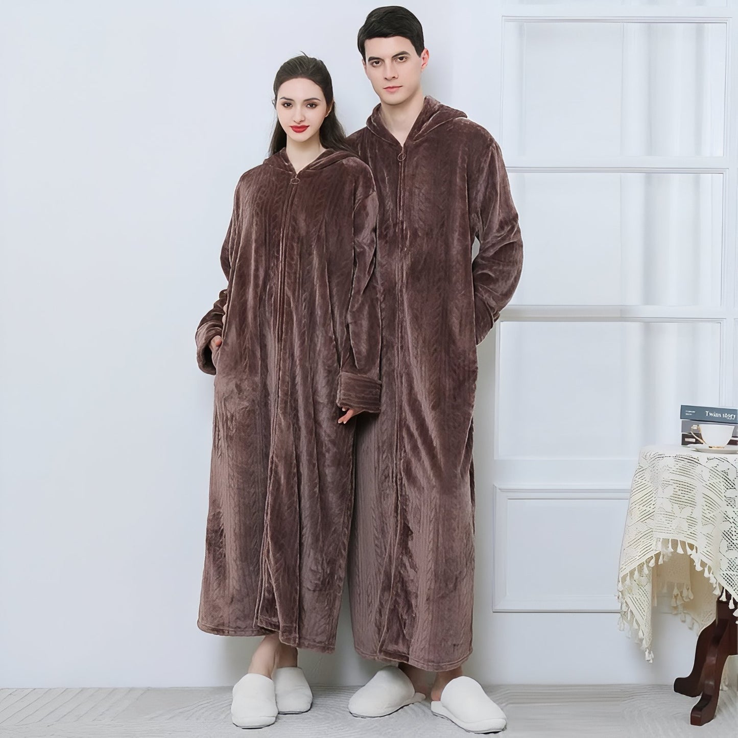 Peignoir de Bain Velours Zippé Adulte 