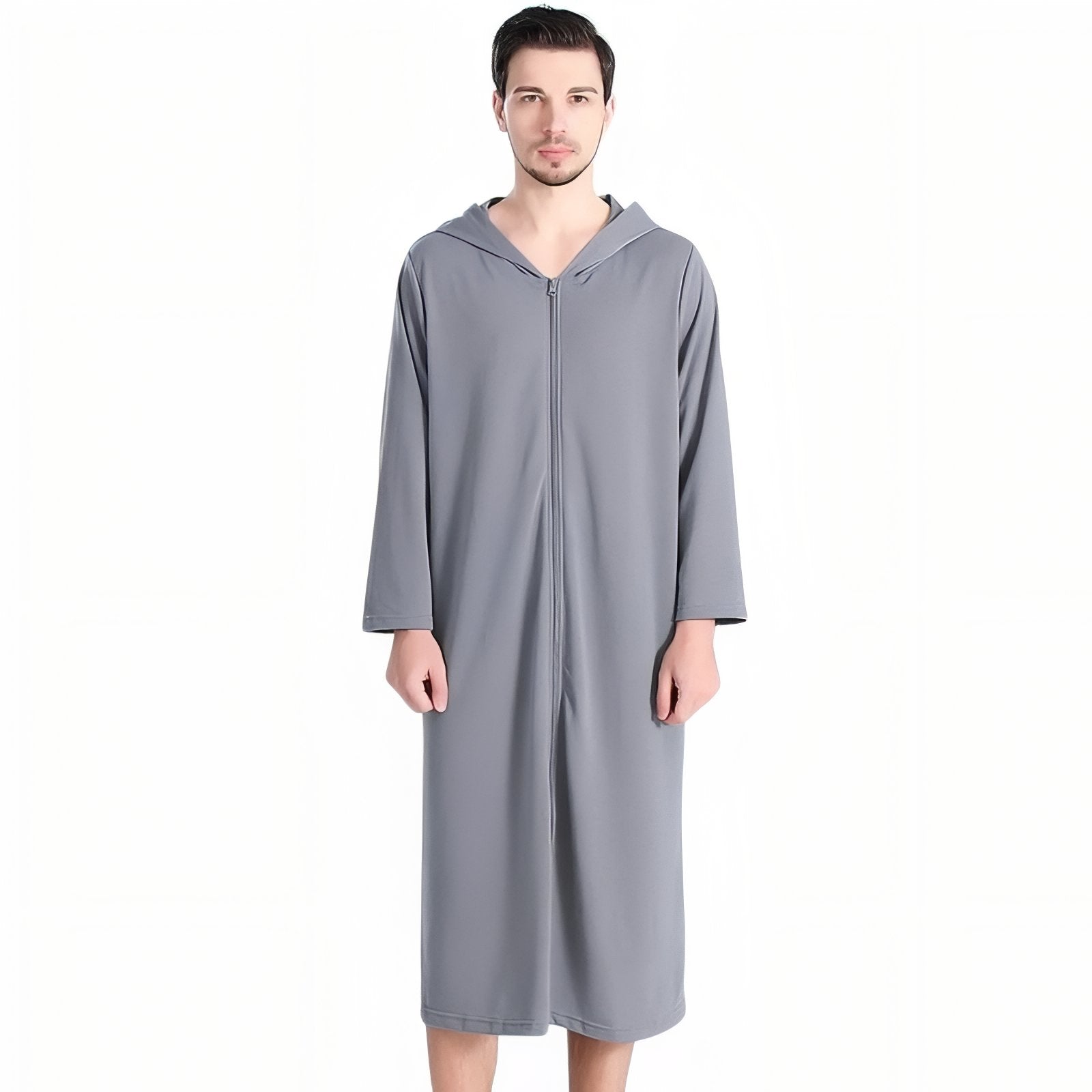 Peignoir Robe de Chambre Zippé Gris (Homme) M 