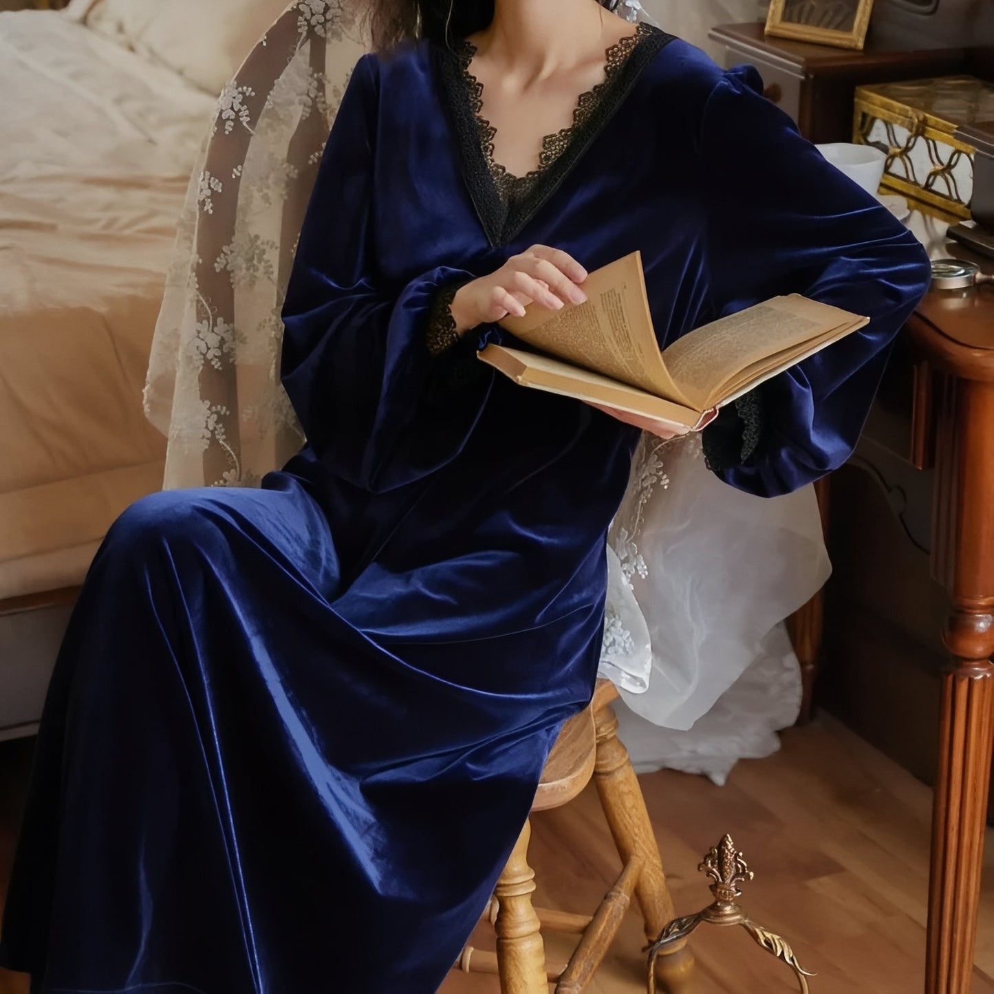 Chemise de Nuit Luxe en Velours 