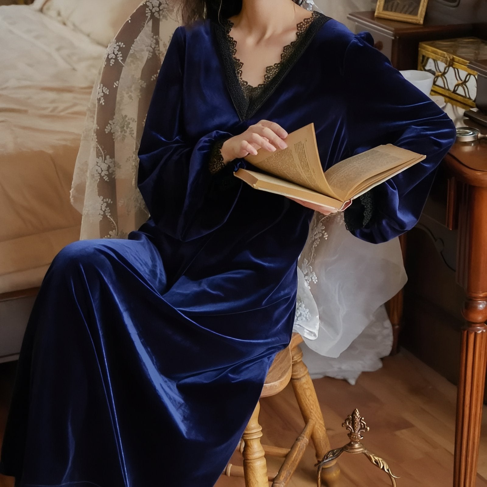 Chemise de Nuit Luxe en Velours 