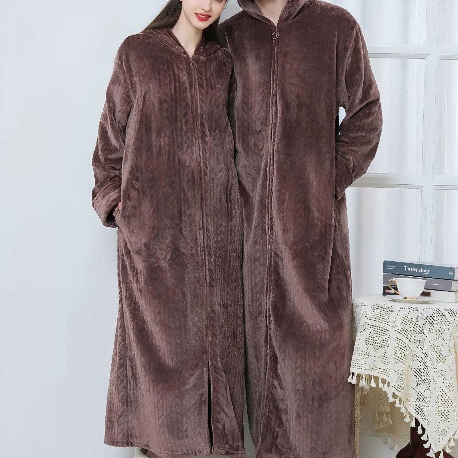 Peignoir de Bain Velours Zippé Adulte 