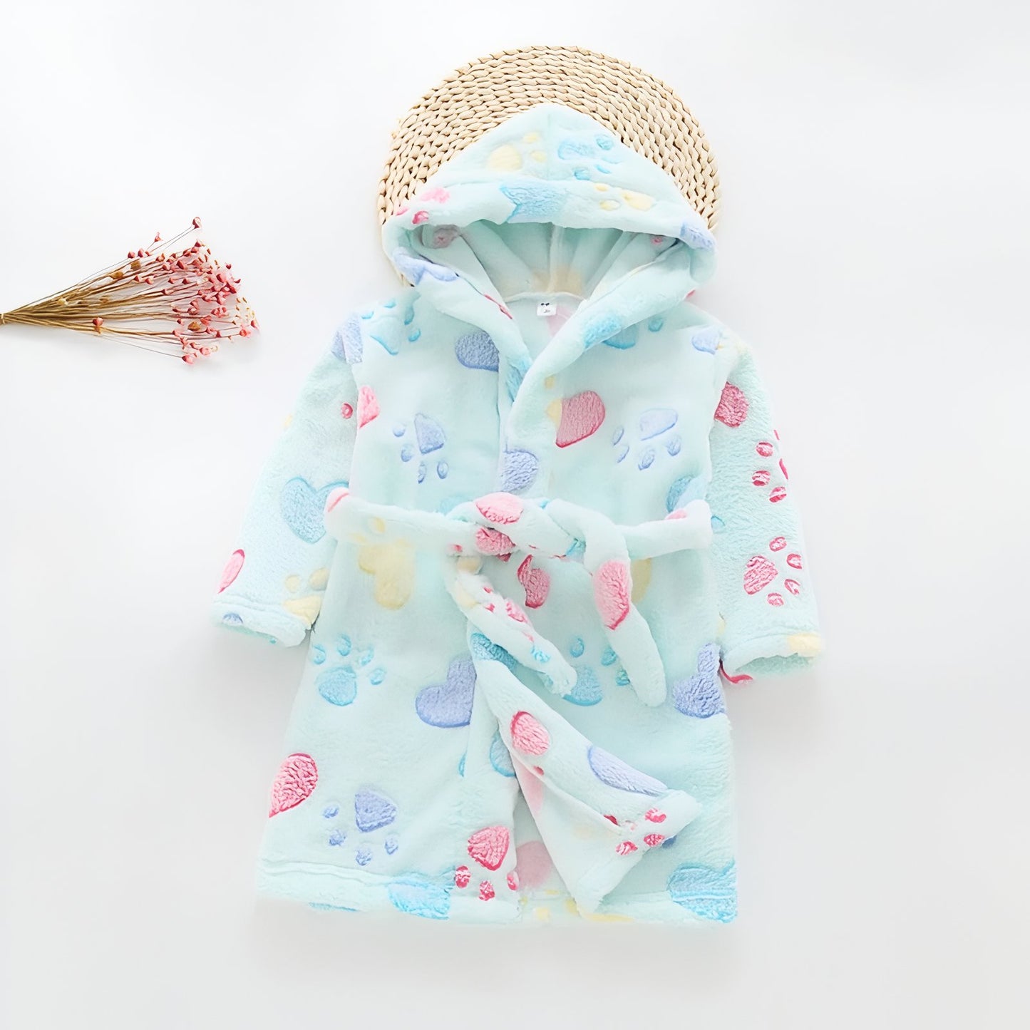 Peignoir Polaire Enfant 3 ans Bleu Clair et Rose Pastel 3 ans (taille 90-100cm) 