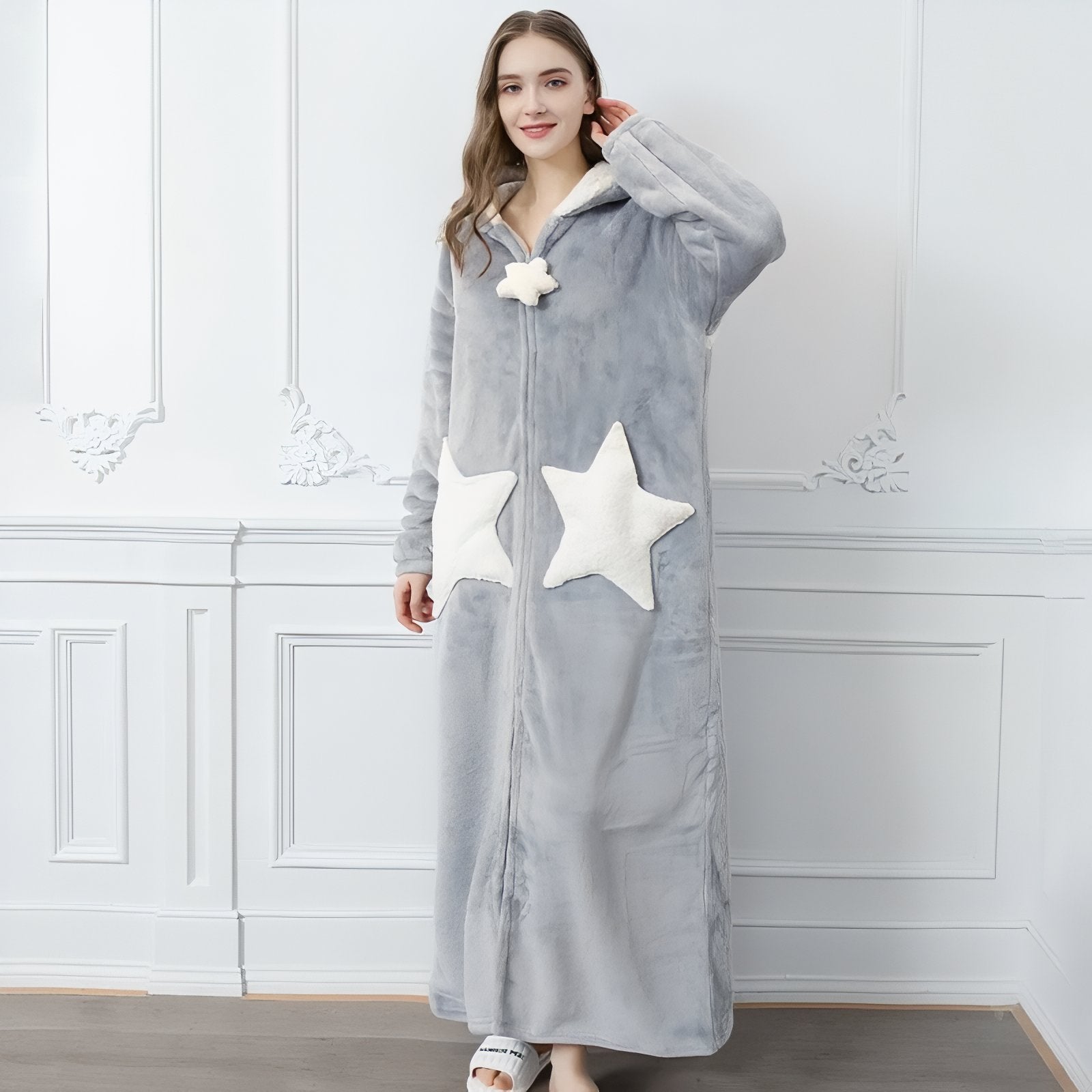 Robe de Chambre Longue pour Couple avec Fermeture Eclair 