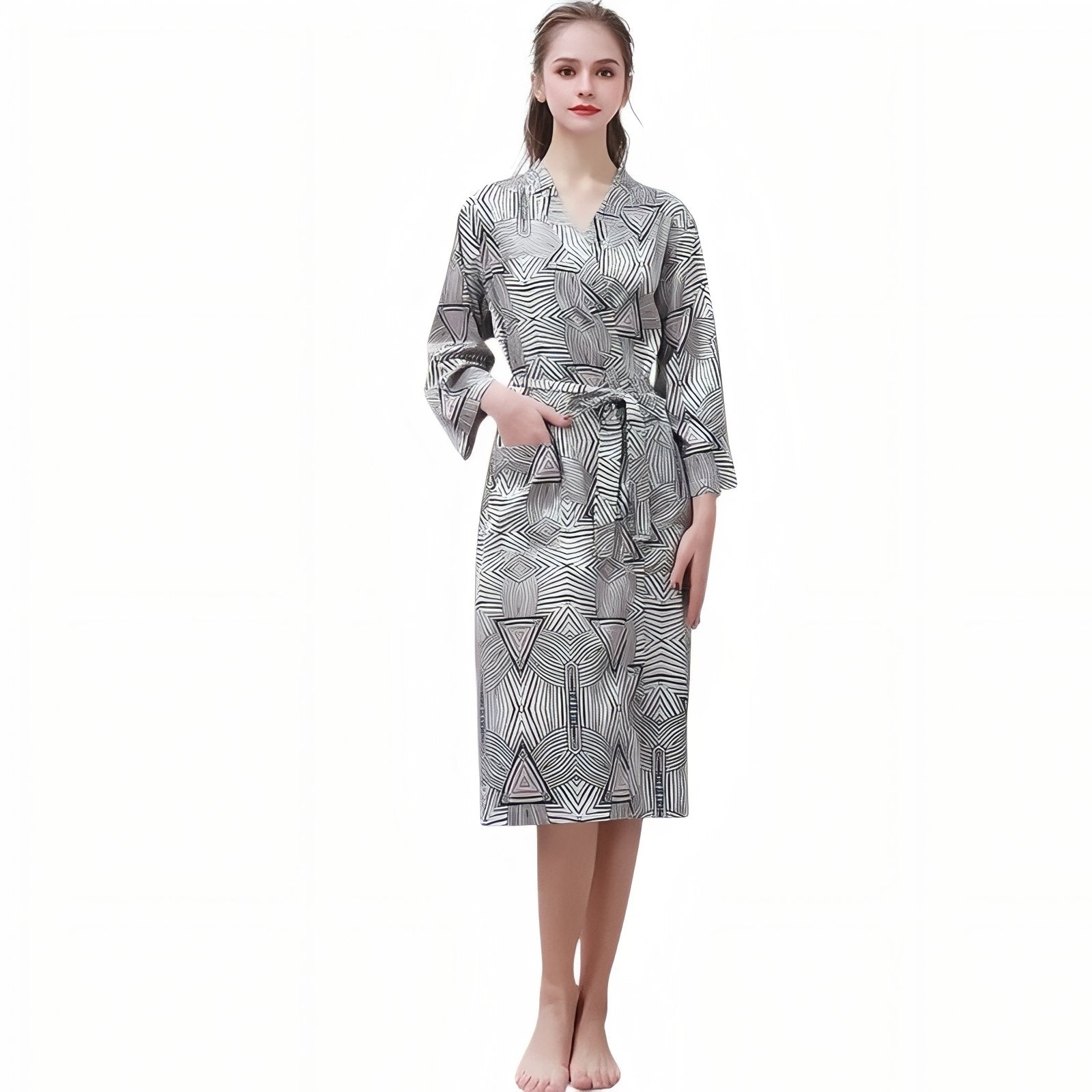 Peignoir Léger Duo Couple Gris Clair (Femme) M 