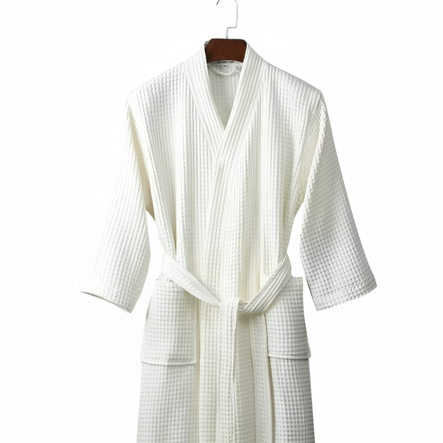 Peignoir Femme Nid d'Abeille Luxe Blanc Crème M 