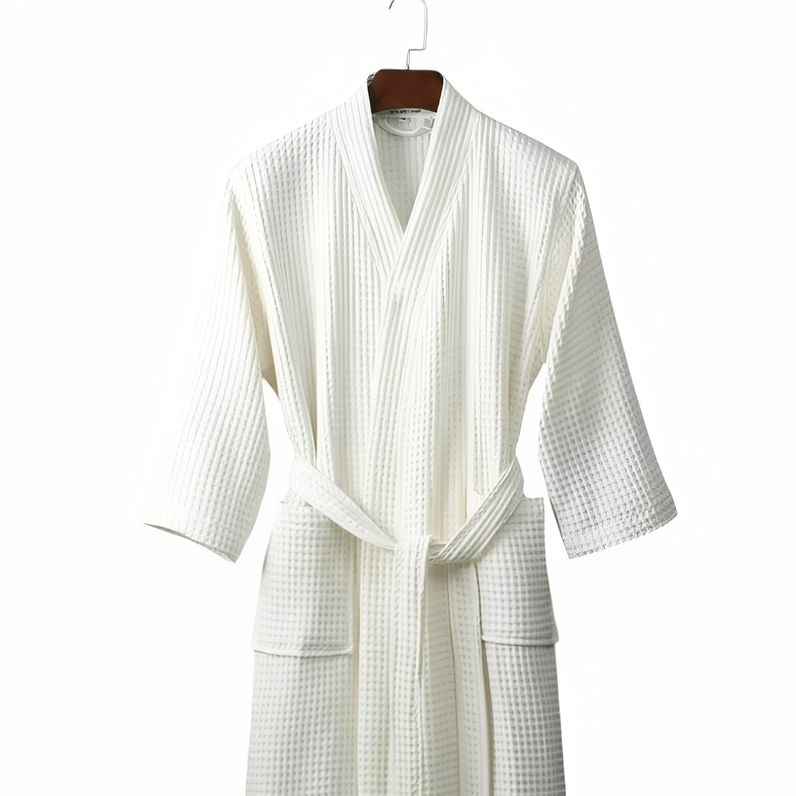 Peignoir Femme Nid d'Abeille Luxe Blanc Crème M 