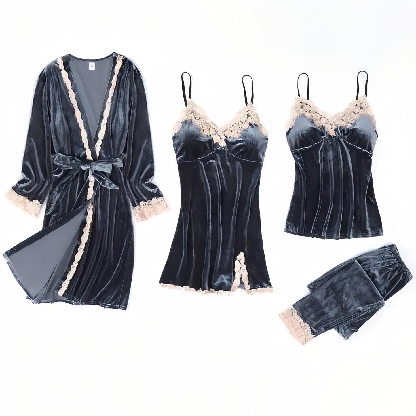 Ensemble Nuit Femme Chic Noir Velours M 