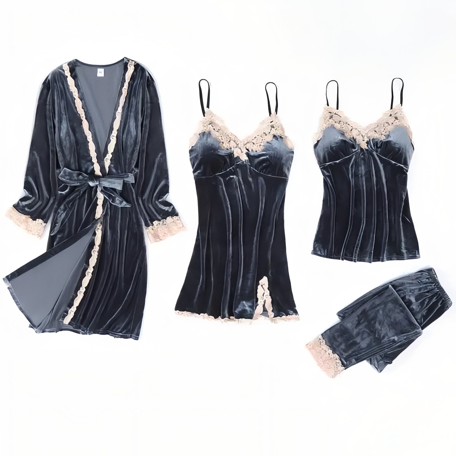 Ensemble Nuit Femme Chic Noir Velours M 