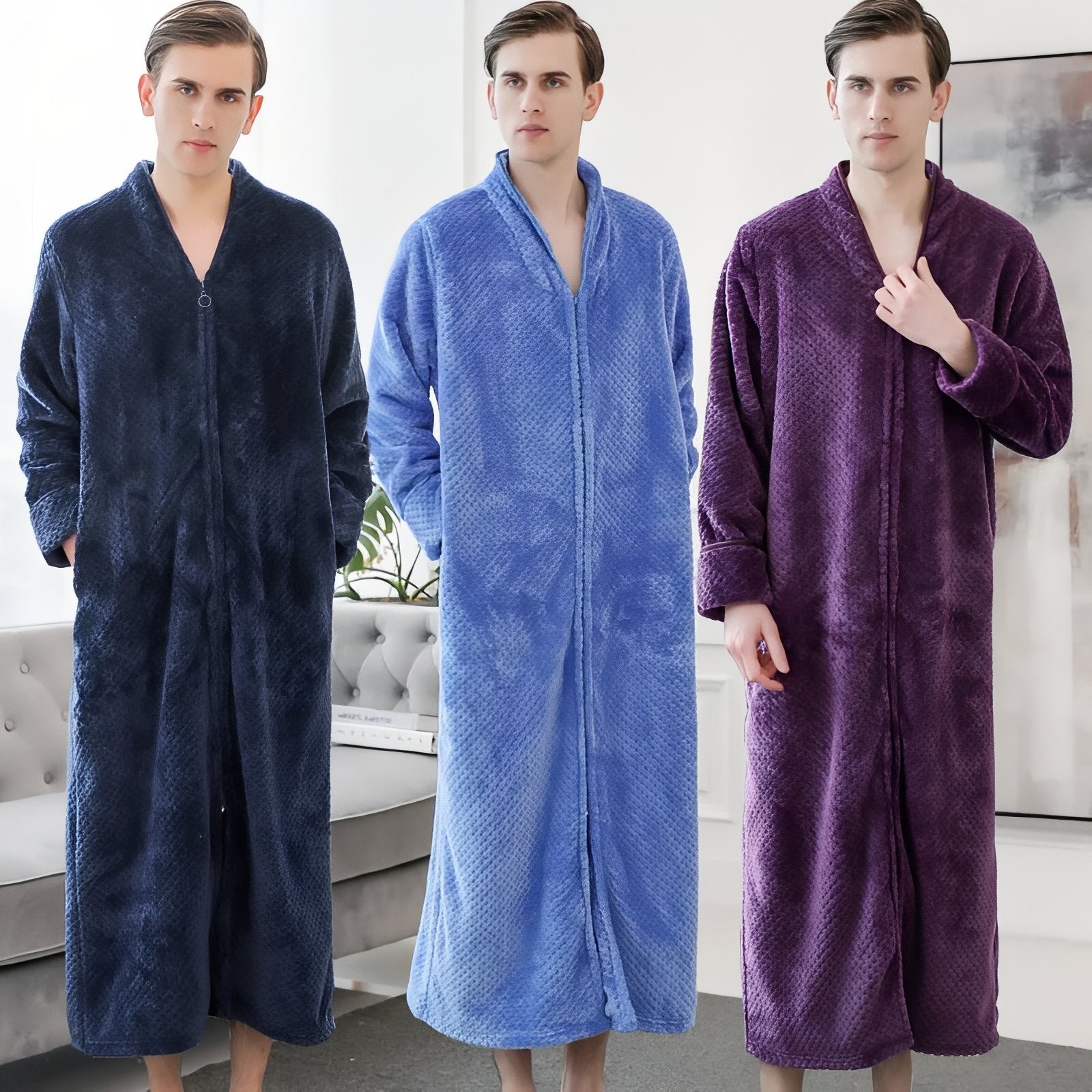 Peignoir Homme Polaire Fermeture Eclair 