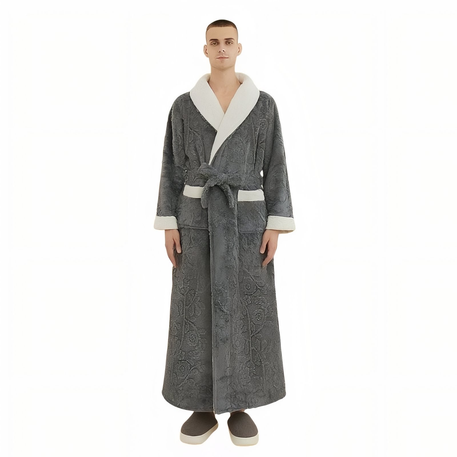 Grand Peignoir Chaud Homme Gris Foncé M 