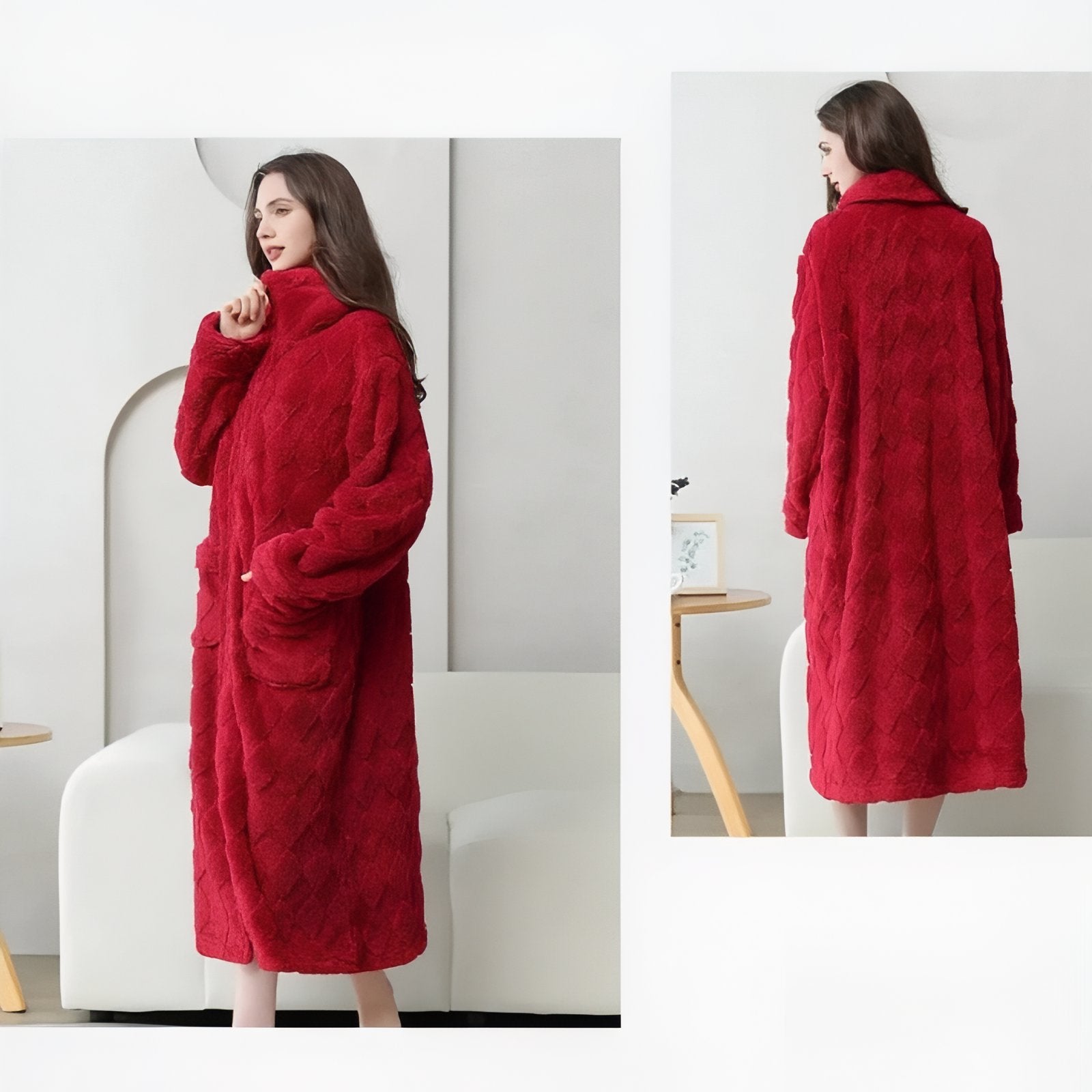 Robe De Chambre Polaire Femme avec Fermeture Eclair 