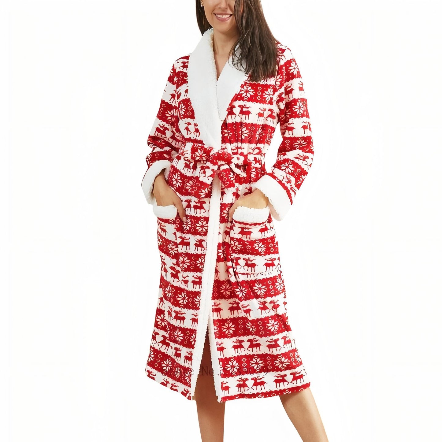 Peignoir Femme Noël Rouge et Blanc S 