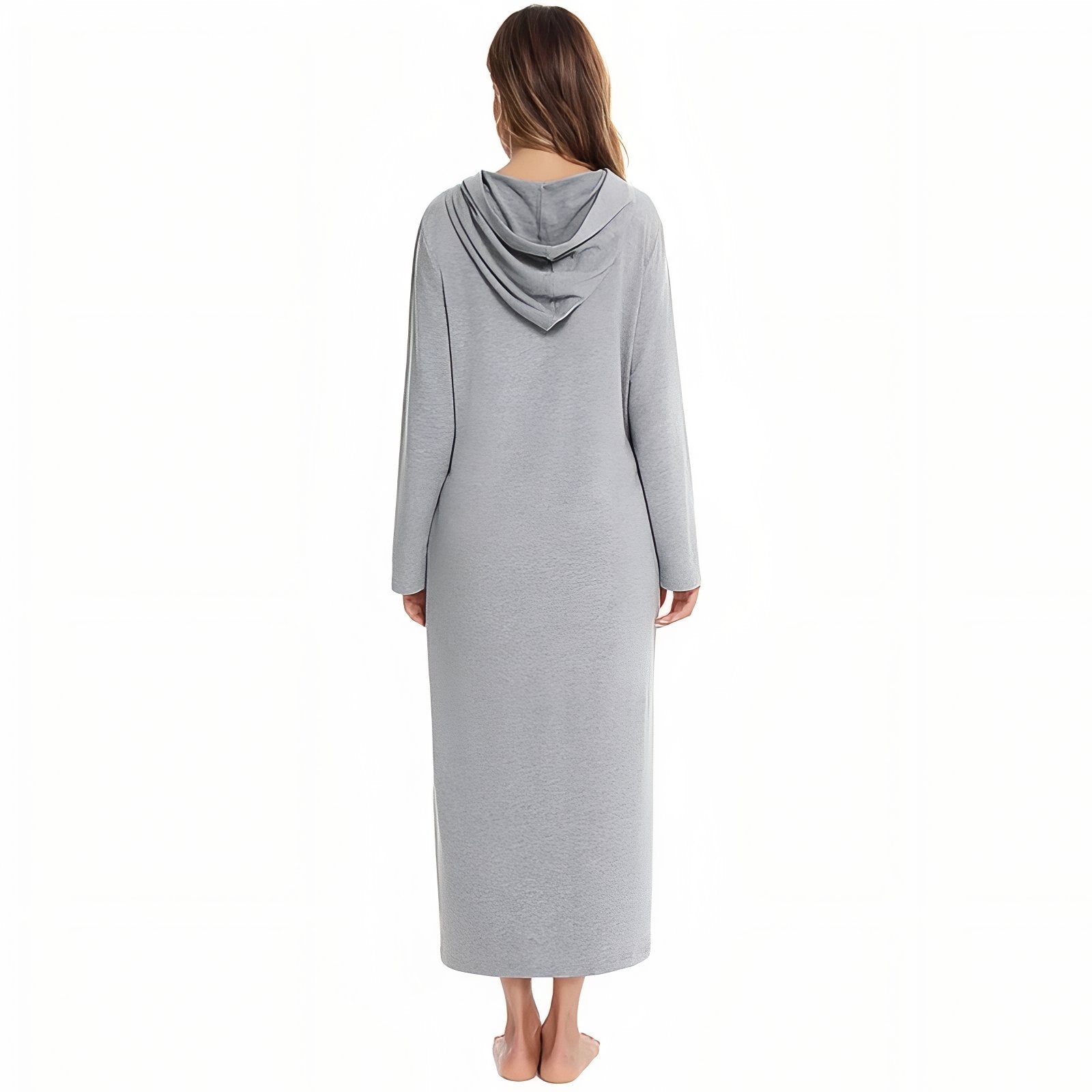 Peignoir avec Capuche et Fermeture Eclair Femme 