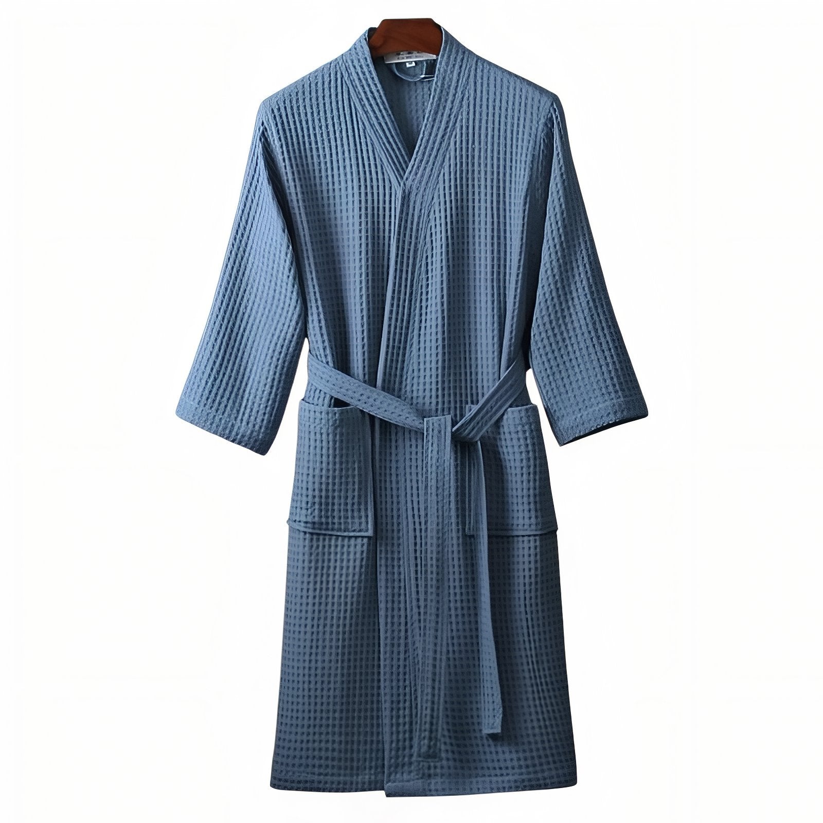 Peignoir Femme Nid d'Abeille Luxe Bleu Poudré M 