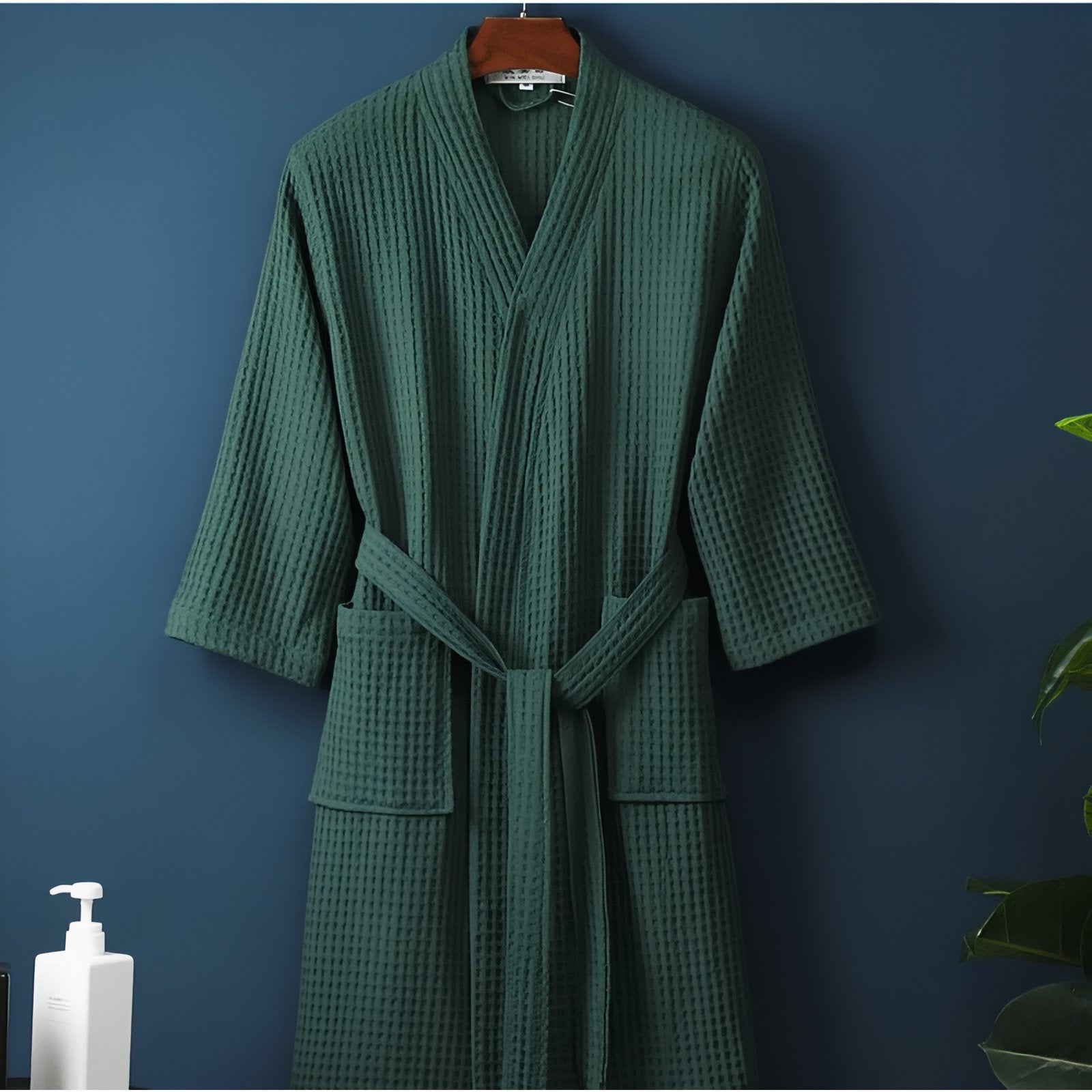 Peignoir de Bain Homme Nid d'Abeille Vert Foncé M 