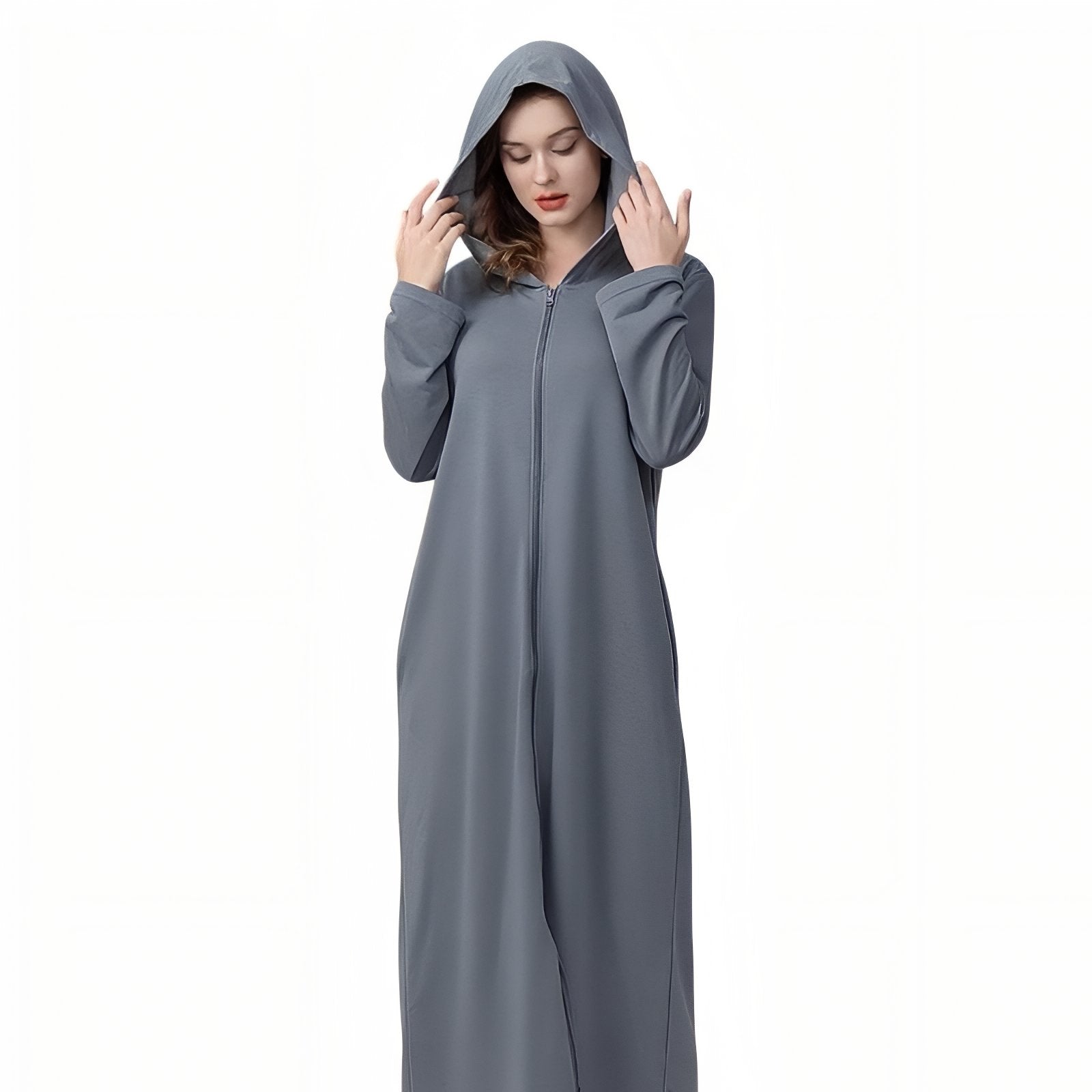 Peignoir Robe de Chambre Zippé Gris (Femme) M 