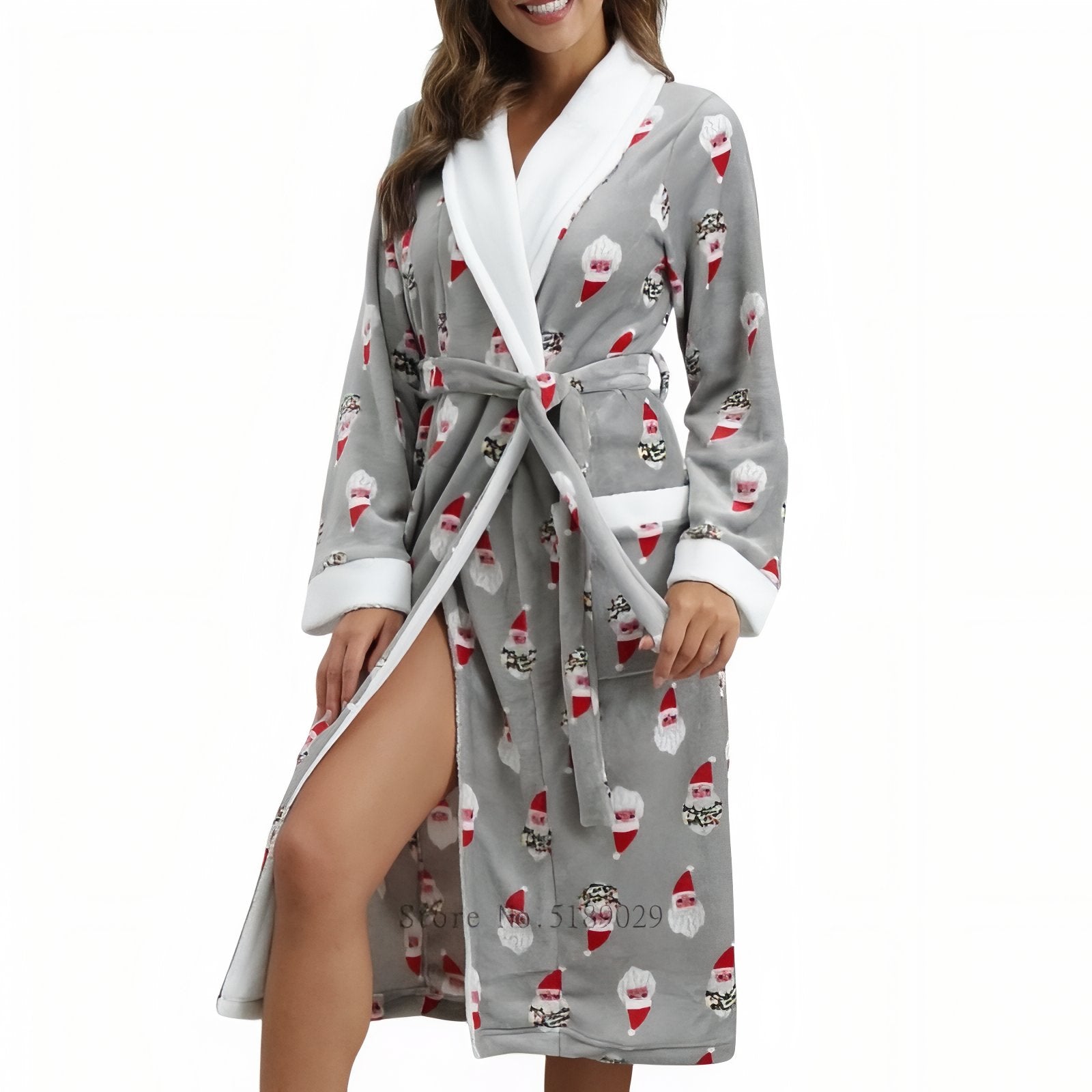 Peignoir Femme Noël Gris avec Père Noël S 