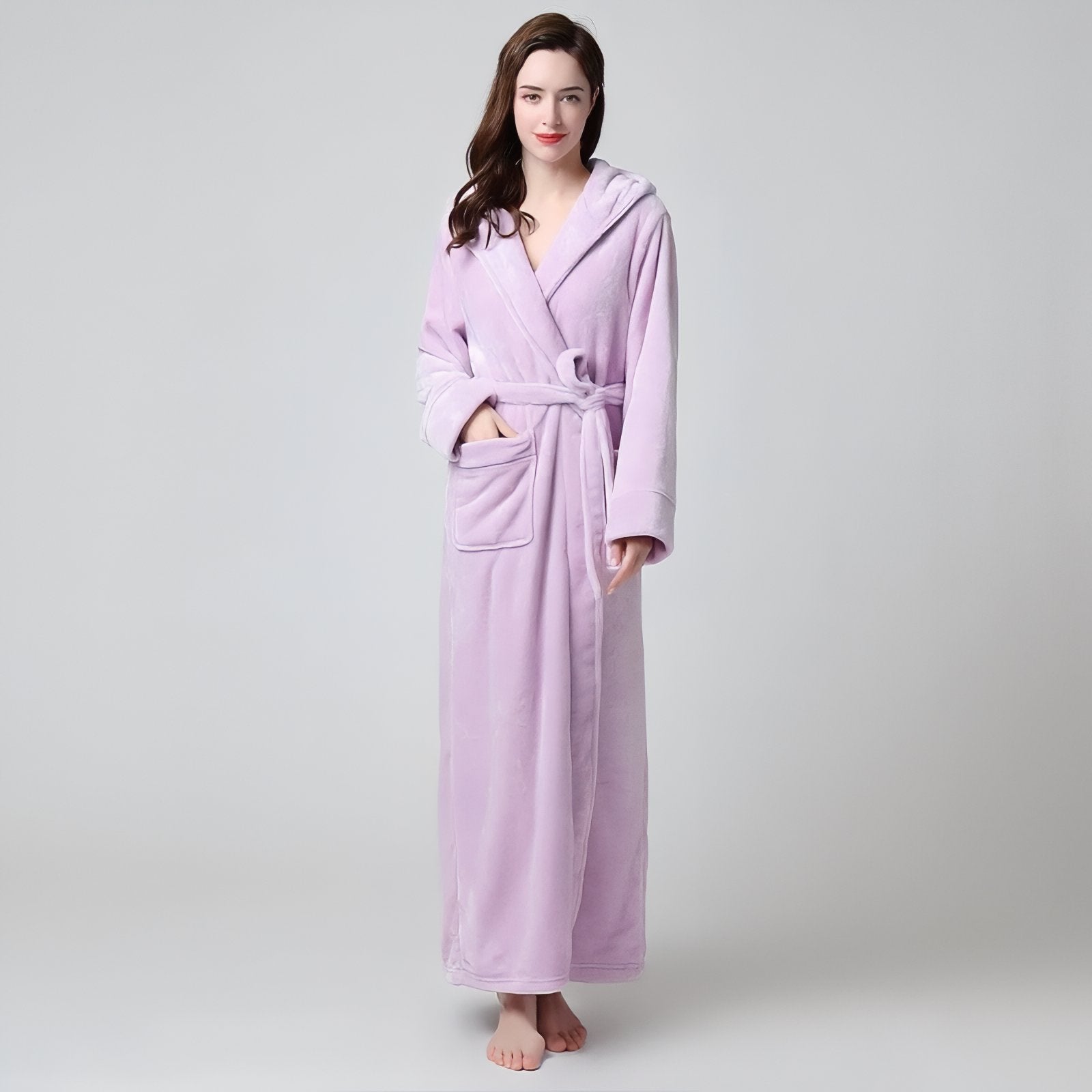 Peignoir de Bain Long avec Capuche Lavande (Femme) M 