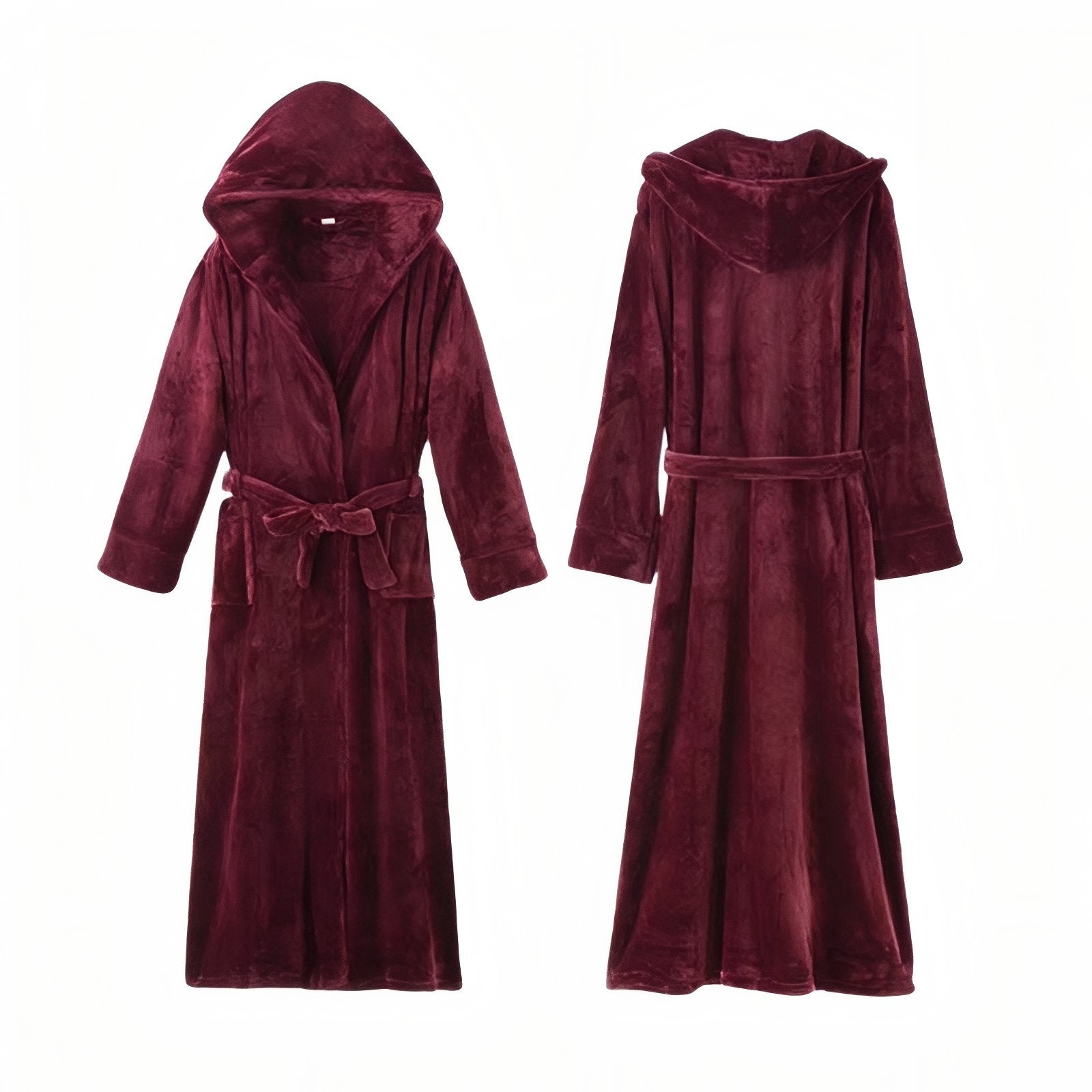 Peignoir de Bain Long avec Capuche Bordeaux (Homme) M 