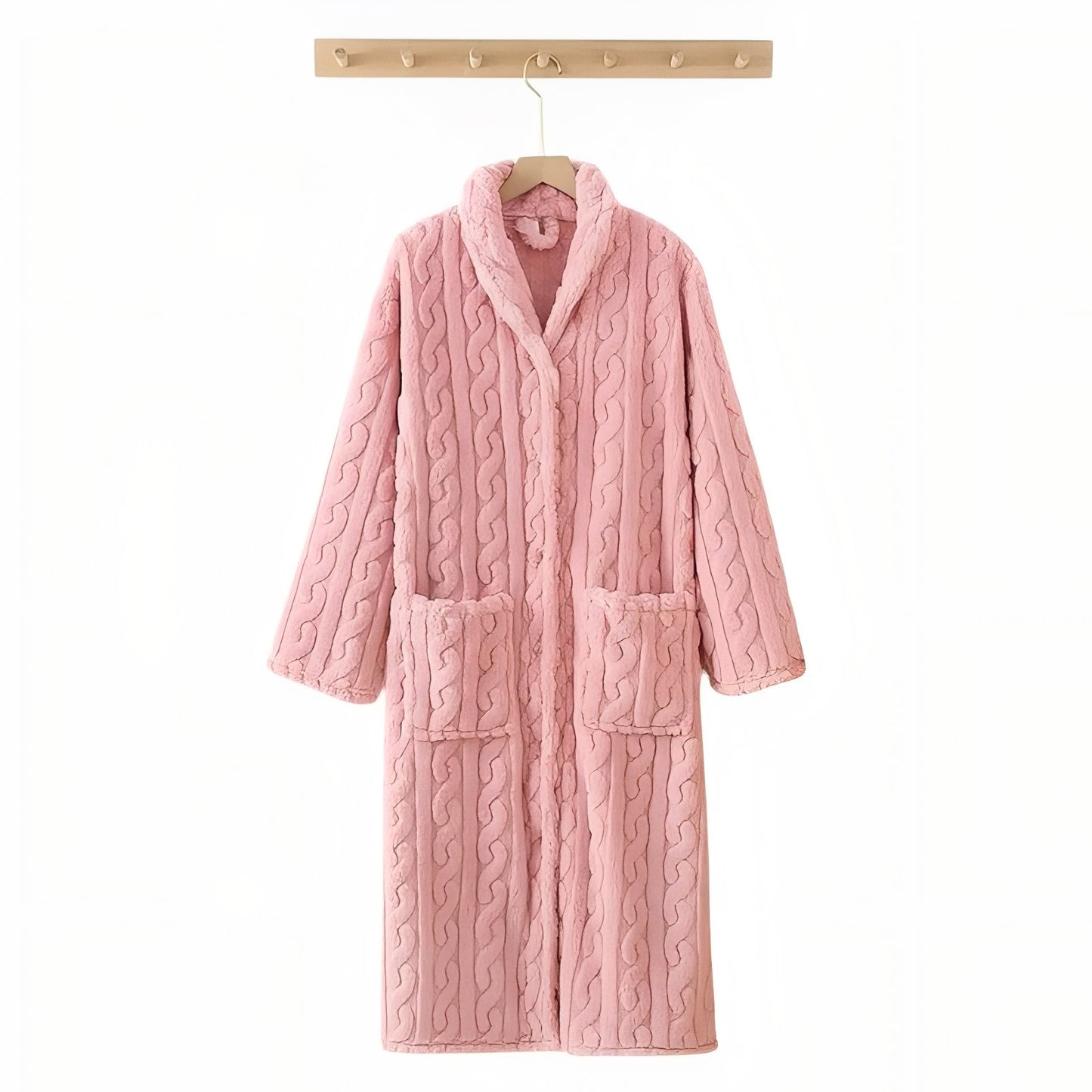 Jolie Robe de Chambre à Boutons Femme Rose Poudré M 