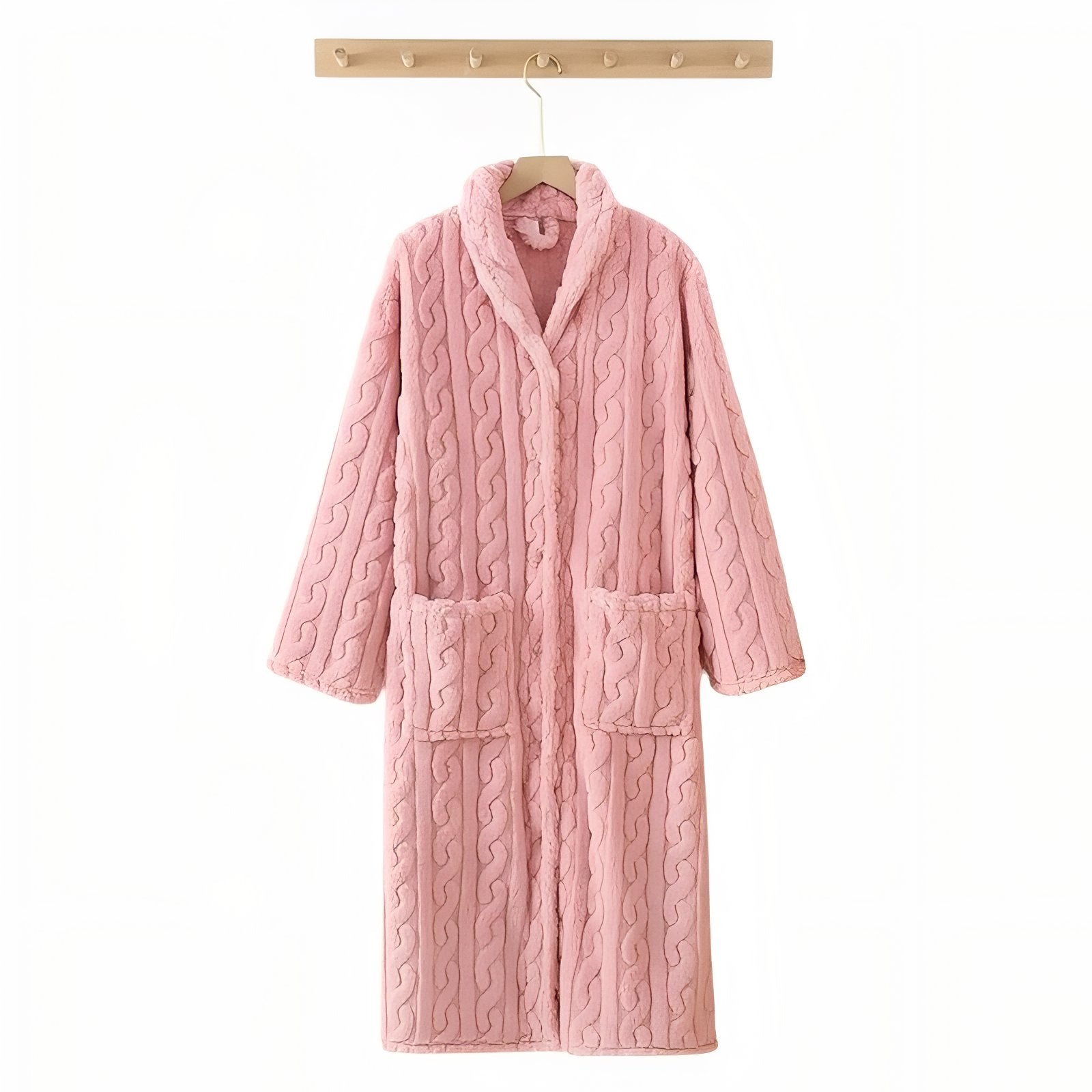 Jolie Robe de Chambre à Boutons Femme Rose Poudré M 