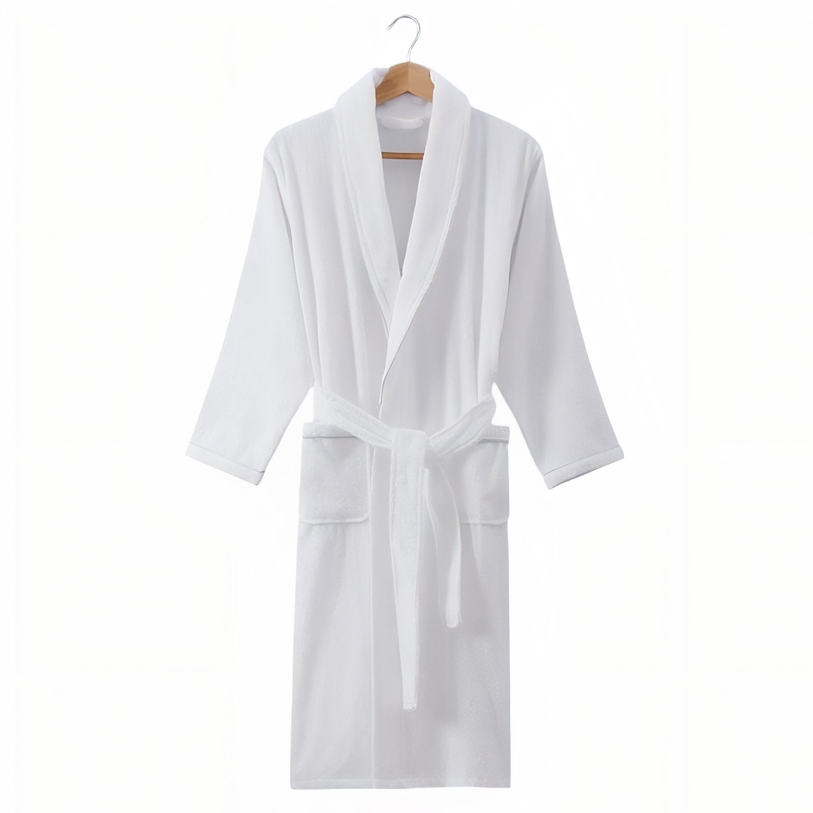 Peignoir Coton Eponge Col Châle Unisexe Blanc M 