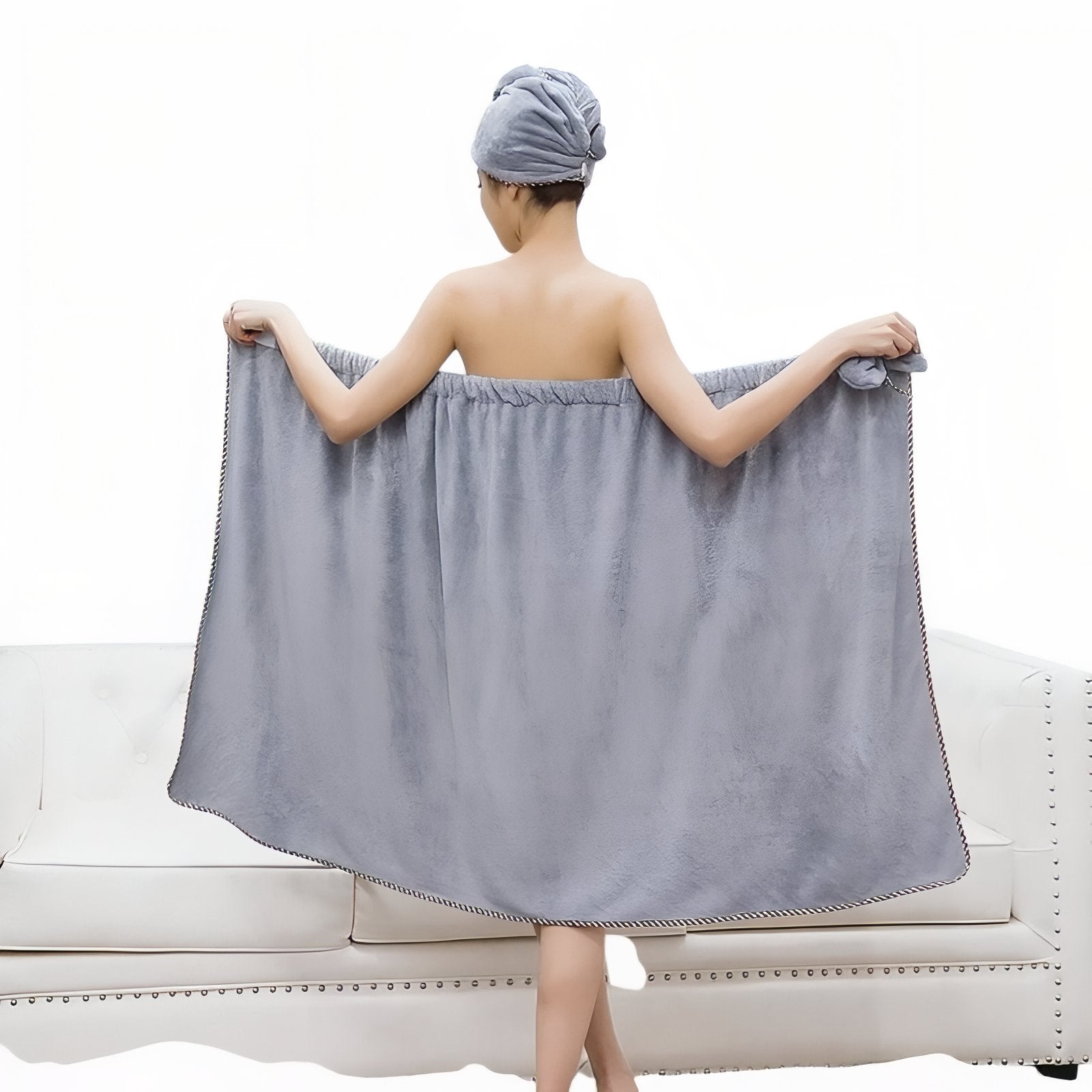 Robe de Bain Eponge Gris Clair Taille unique - 150x88cm 