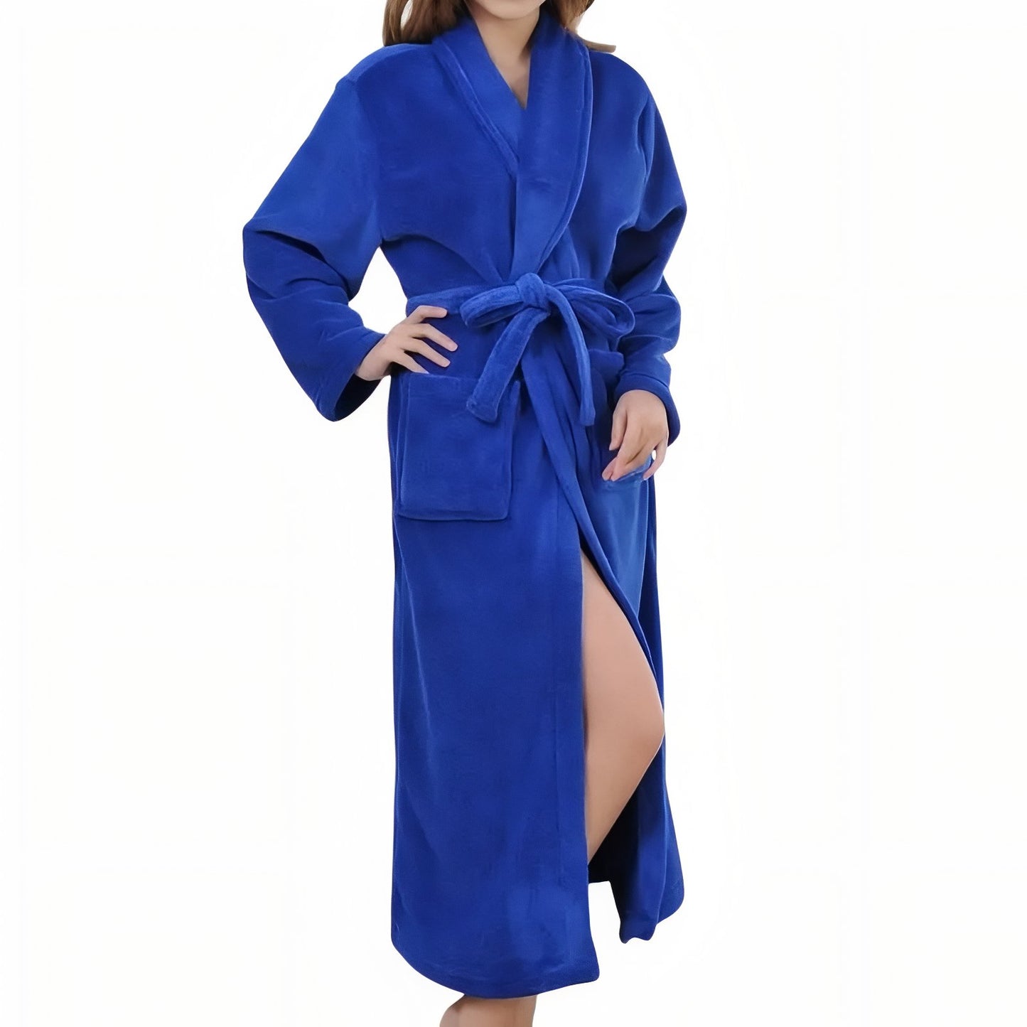 Peignoir Flanelle Femme Bleu Royal M 
