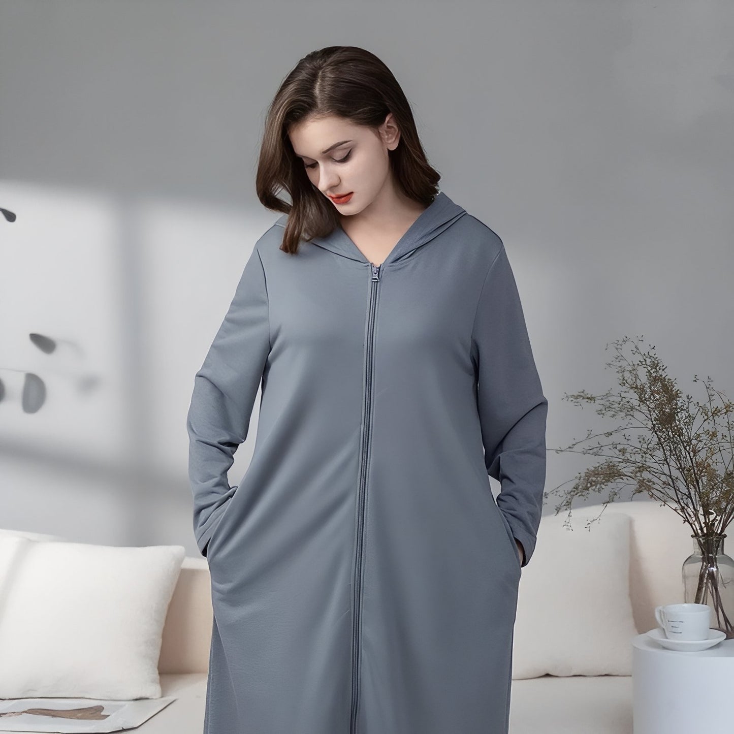 Peignoir Robe de Chambre Zippé 