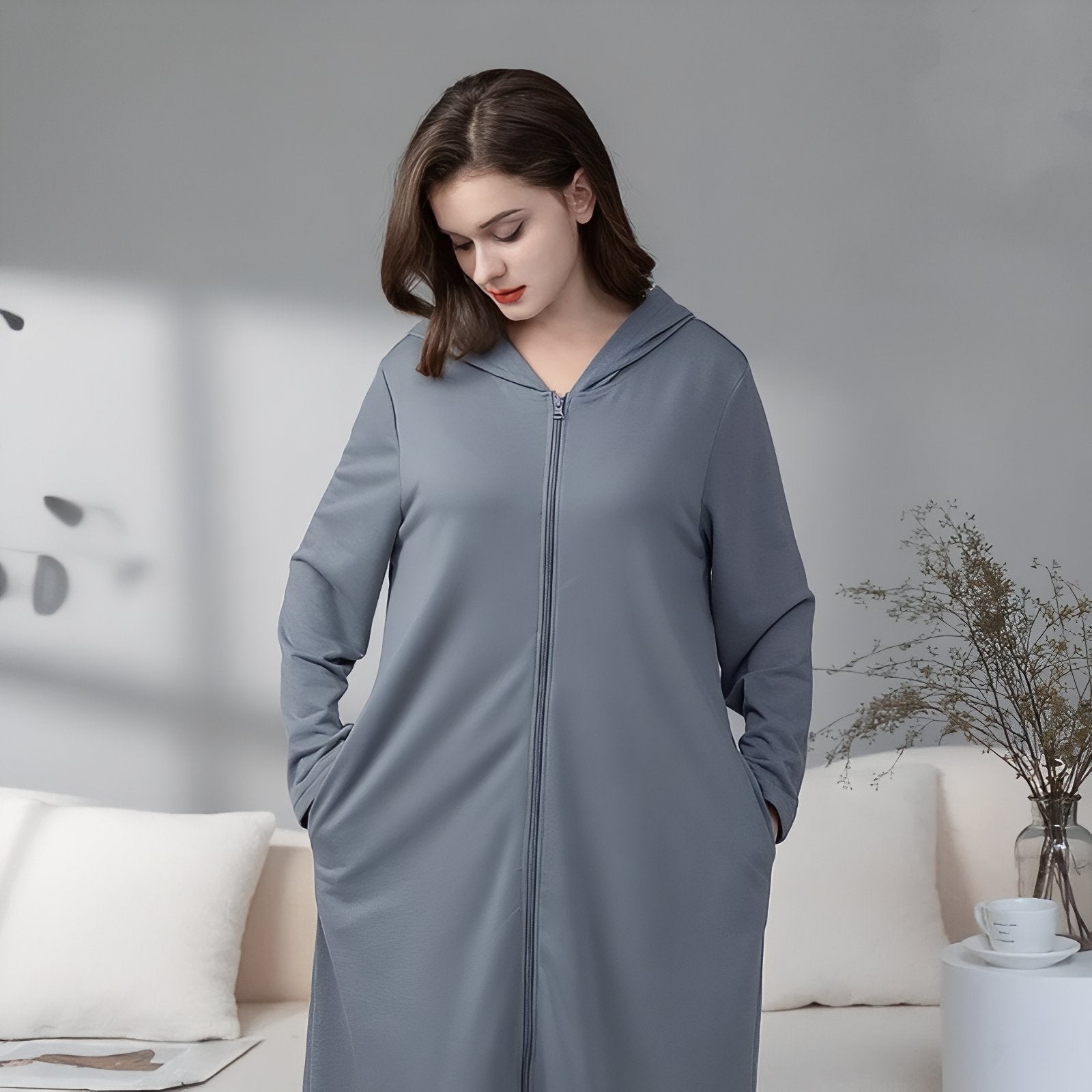 Peignoir Robe de Chambre Zippé 